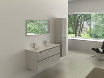 Badkamermeubel HAVIK SKY | 120 cm | Met zijkast | Lichtgrijs met witte wasbak