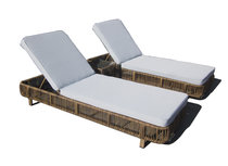 Ligbeddenset GEN&Egrave;VE | 3-delig | Wicker | Bruin + grijs