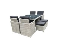 Dining set VERONA | 9-delig | Wicker | Lichtbruin + antraciet