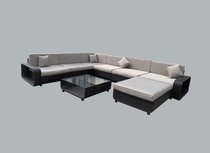 Loungeset GARDA | 8-delig | Wicker | Donkerbruin + grijs