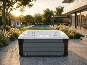 Vonato outdoor spa 230x230cm sneeuwwit grijs vooraanzicht