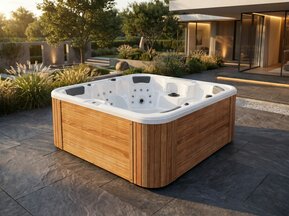 Outdoor Spa | 208x208cm | 6-persoons | Naturel hout + wit 