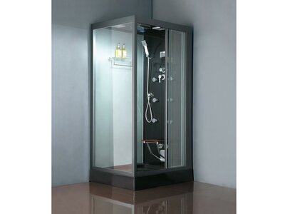 Stoomcabine met regendouche - 100x80 - zwart - rechtse opstelling