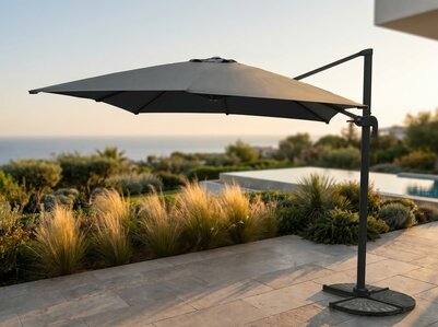 Zweefparasol 3x4 m donkergrijs &ndash; maattekening rechthoekig formaat overzicht