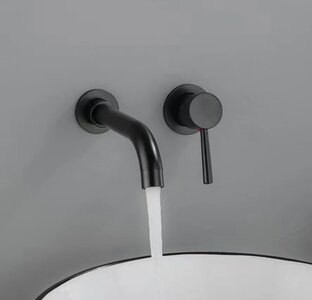 Thermostatische inbouwmengkraan mat zwart RVS &mdash; stoer industrieel design voor badkamer