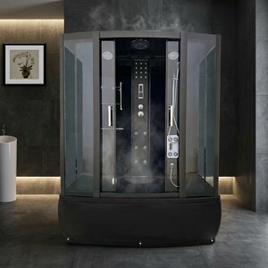 Stoomcabine met Massagebad 170x90x220 cm Zwart | Waterjets, Stoombad &amp; LED Verlichting | LR8034B