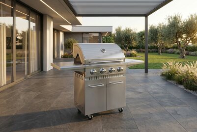 Gasbarbecue RVS | 4 branders + zijbrander | gietijzeren rooster | warmhoudrek | verrijdbaar