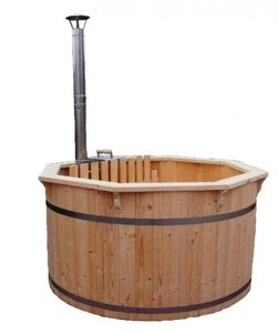 Houten hot tub met interne kachel vooraanzicht - HS19001KIT
