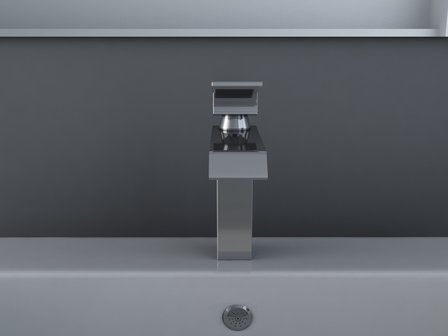 Vierkante fonteinkraan chroom detail &mdash; gladde finish en strak design