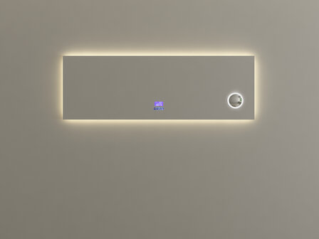 Badkamerspiegel 150x50cm met LED verlichting 3 kleuren, Bluetooth speaker en anti-fog