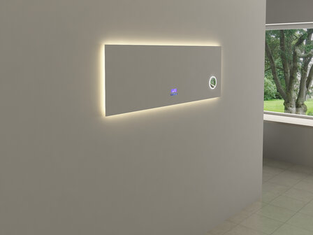 Badkamerspiegel 150cm vergrotingsglas 3x &mdash; breed model voor dubbele wastafel