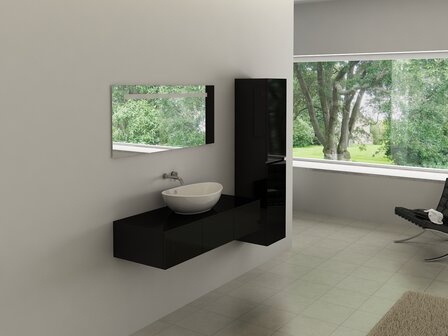 BAVENO 120 cm zwart &ndash; sfeeropname in moderne badkamer met zijkast