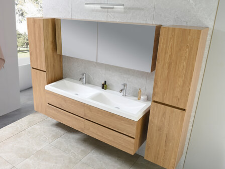 Havik duo-meubel &ndash; dubbele wasbak close-up bovenaanzicht