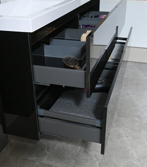 Badkamermeubel zwart 145 cm &ndash; sfeeropname moderne badkamer
