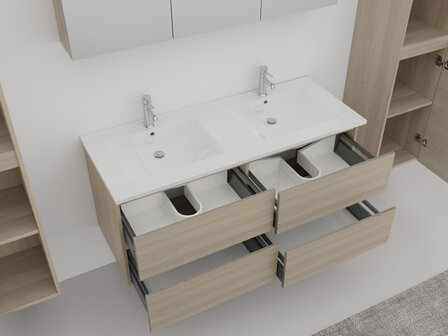 Open lades softclose &ndash; badkamermeubel licht eiken detail