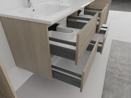 Badkamermeubel licht eiken &ndash; sfeeropname Scandinavische badkamer