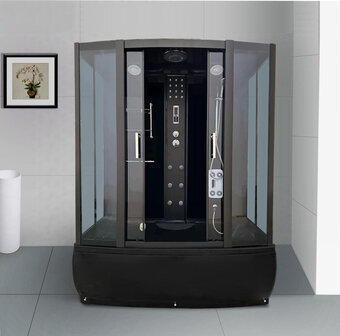 Stoomcabine met massagebad 170x90 cm zwart vooraanzicht LR8034B