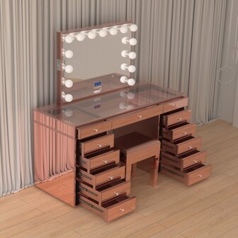 Kaptafel roze detail &mdash; 15 LED-lampen, touchbuttons en USB-aansluitingen