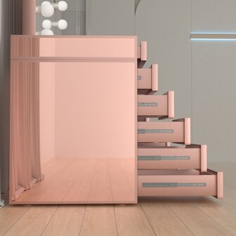 Kaptafel roze complete opstelling &mdash; met spiegel, kruk en verlichting