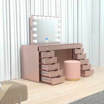 Kaptafel roze detail &mdash; 15 LED-lampen, touchbuttons en USB-aansluitingen