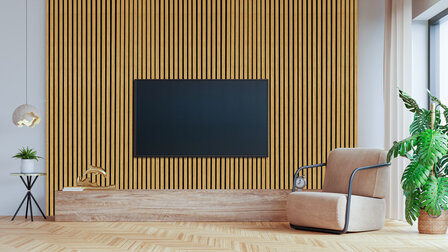 Wandpaneel eiken afmeting &mdash; 280x60cm met maataanduiding