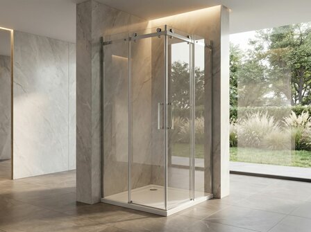 Douchecabine vierkant 90x90cm met 8mm veiligheidsglas en schuifdeuren