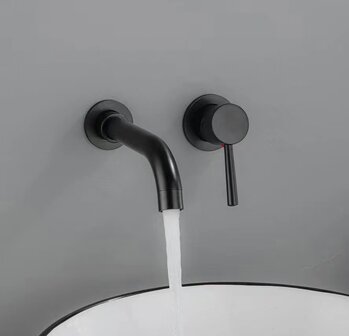 Thermostatische inbouwmengkraan mat zwart RVS &mdash; stoer industrieel design voor badkamer