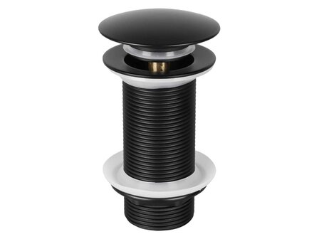 Pop-up afvoerplug mat zwart design &mdash; klik-systeem van messing en RVS