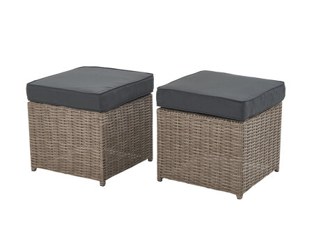 Diningset sfeer &mdash; beige wicker eetset antraciet zomer buiten