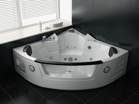 Massagebad 2 persoons &mdash; waterval kraan, handdouche en verchroomde kraan hoekbad
