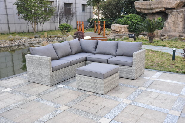 Loungeset | 3-delig | Wicker | Lichtbruin + grijs