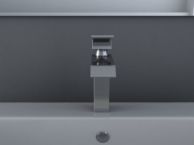 Vierkante fonteinkraan chroom detail &mdash; gladde finish en strak design
