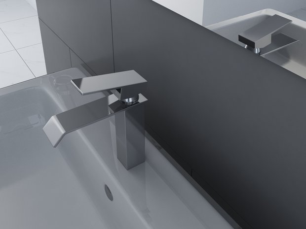 Design mengkraan RVS op badkamermeubel &mdash; vierkant opzetmodel