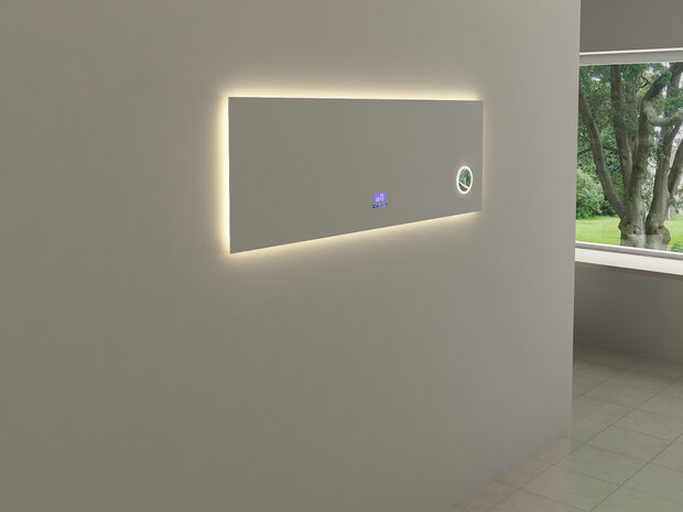 Badkamerspiegel 150cm vergrotingsglas 3x &mdash; breed model voor dubbele wastafel
