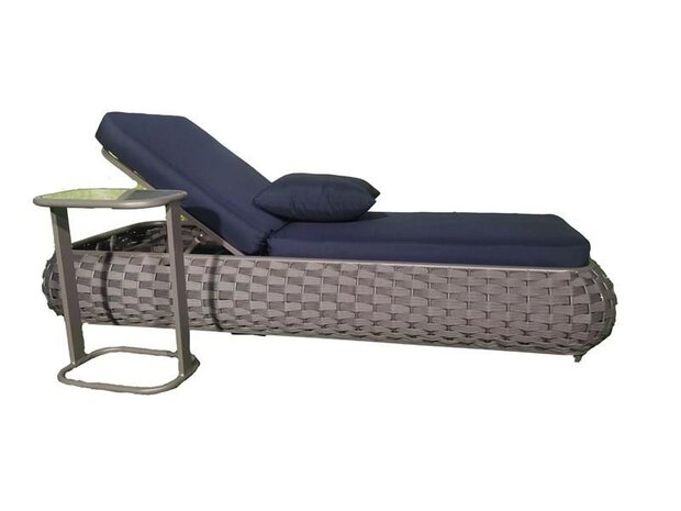 Ligbed antraciet wicker verstelbare rugleuning productfoto