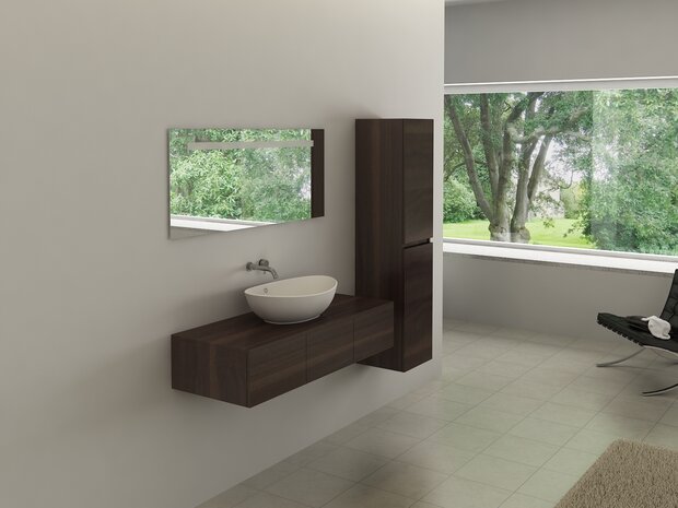 Badkamermeubel BAVENO 120 cm donker hout met witte keramische waskom