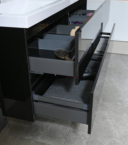 Badkamermeubel zwart 145 cm &ndash; sfeeropname moderne badkamer