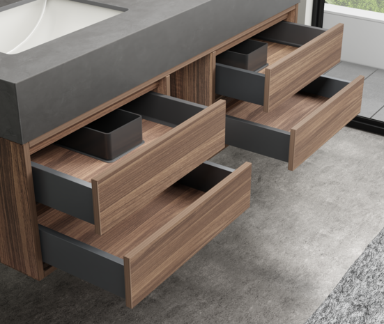MBY 120 cm hout &ndash; metalen lades detail goudkleurige handgrepen