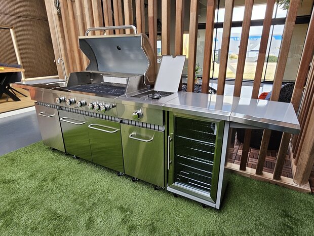 Gasbarbecue buitenkeuken RVS vooraanzicht compleet