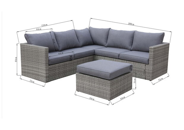 Loungeset | 3-delig | Wicker | Lichtbruin + grijs