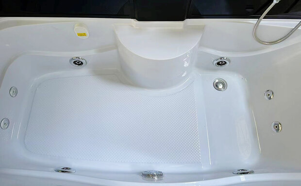 stoomcabine wit massagebad met waterjets bovenaanzicht