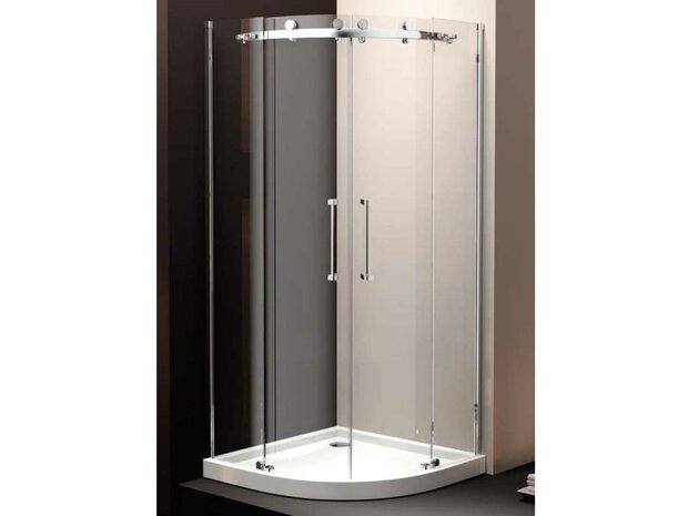 Douchecabine halfrond 90x90cm met 8mm veiligheidsglas en dubbele schuifdeur