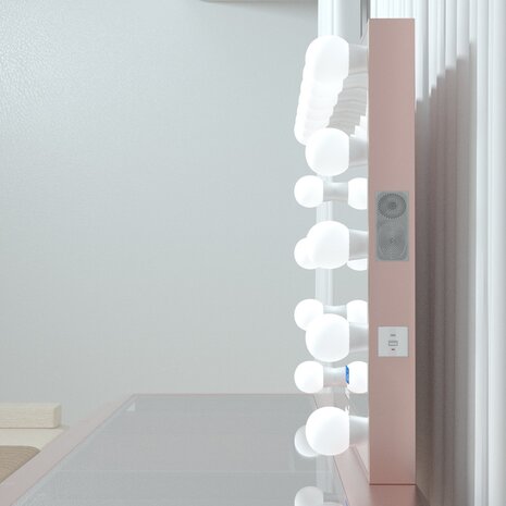 Kaptafel roze Bluetooth en USB &mdash; aansluitingen op make-up tafel