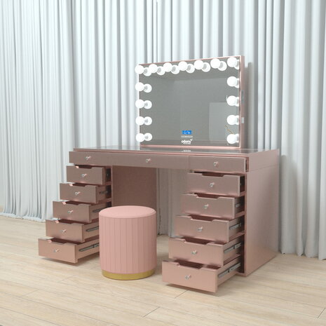 Kaptafel roze poef &mdash; bijpassende poef bij luxe make-up tafel