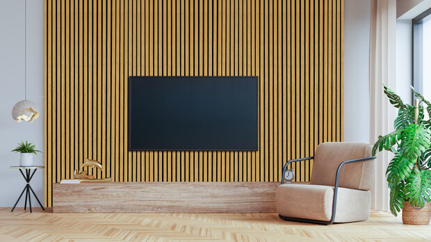 Wandpaneel eiken afmeting &mdash; 280x60cm met maataanduiding