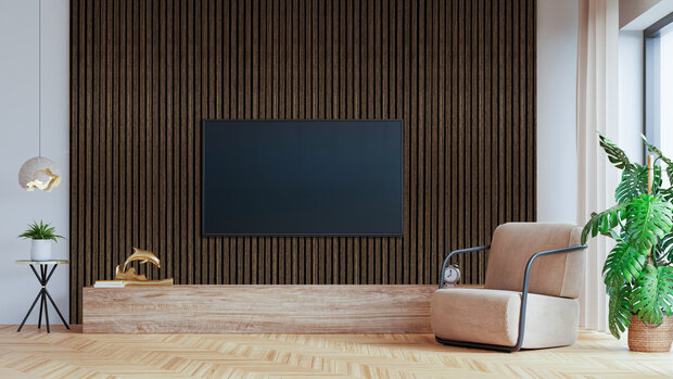 Wandpaneel gerookt eiken afmeting &mdash; 280x60cm met maataanduiding