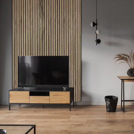 Wandpaneel walnoot afmeting &mdash; 280x60cm met maataanduiding