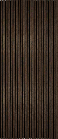 Wandpaneel gerookt eiken 300cm close-up &mdash; latstructuur en viltondergrond