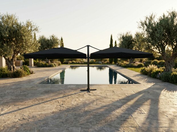 Dubbele zweefparasol