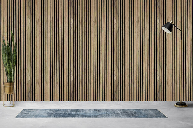 Eindlat walnoot in combinatie met wandpaneel &mdash; strakke randafwerking